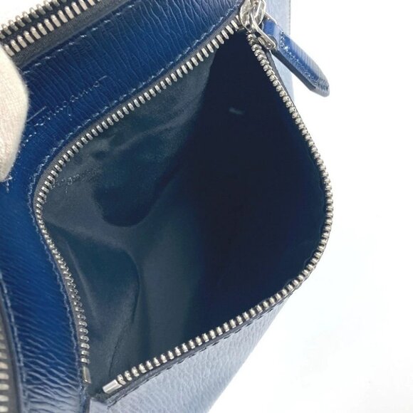 Salvatore Ferragamo logo Pouch with strap Clutch bag Leather Navy - Picture 15 of 16